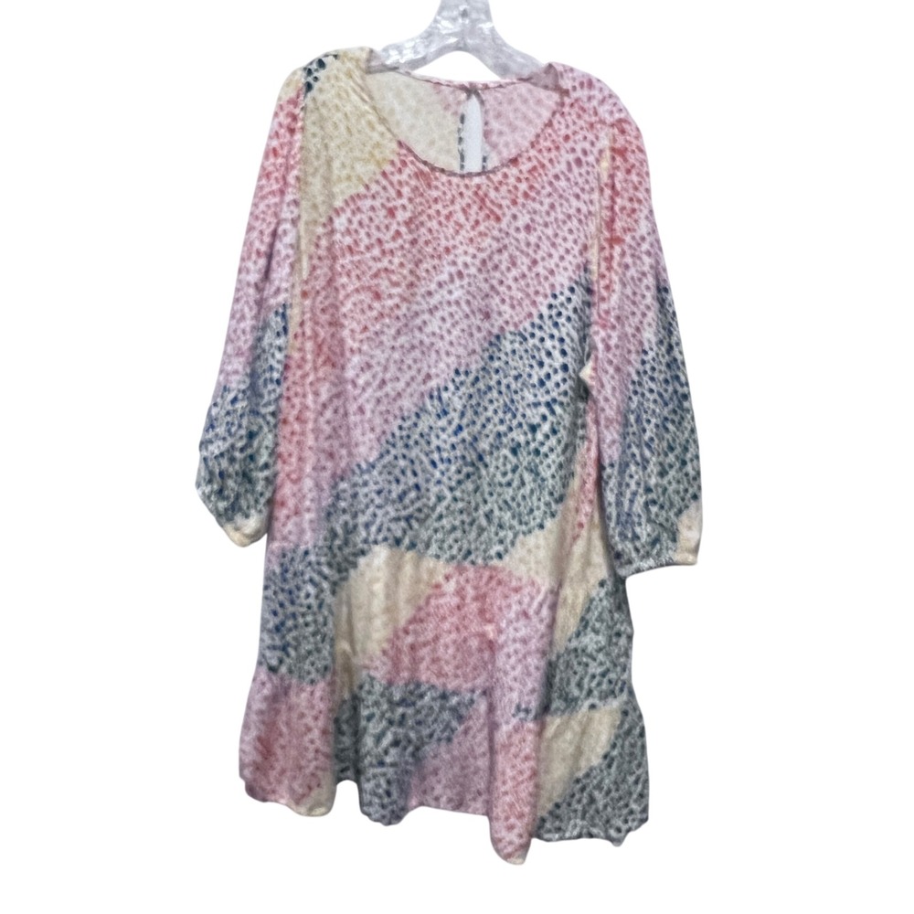 ELOQUII Plus Size Patchwork Print Tiered Midi Dress Women's XL‎ READ